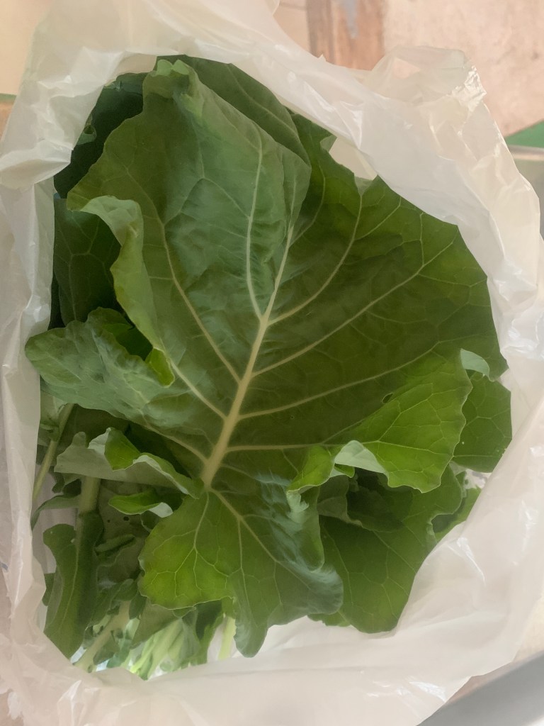 Bag of collard leaves